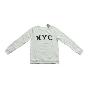 On Fire NYC Graphic Crewneck Sweatshirt Women Large Heather Gray Fleece Pullover